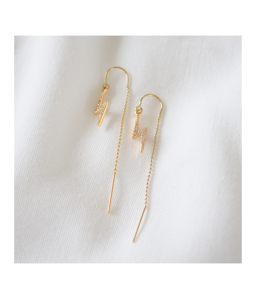 Boucles fil or éclair et strass THELMA
