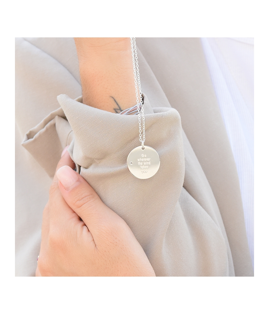 Collier sautoir médaille argent THAIS