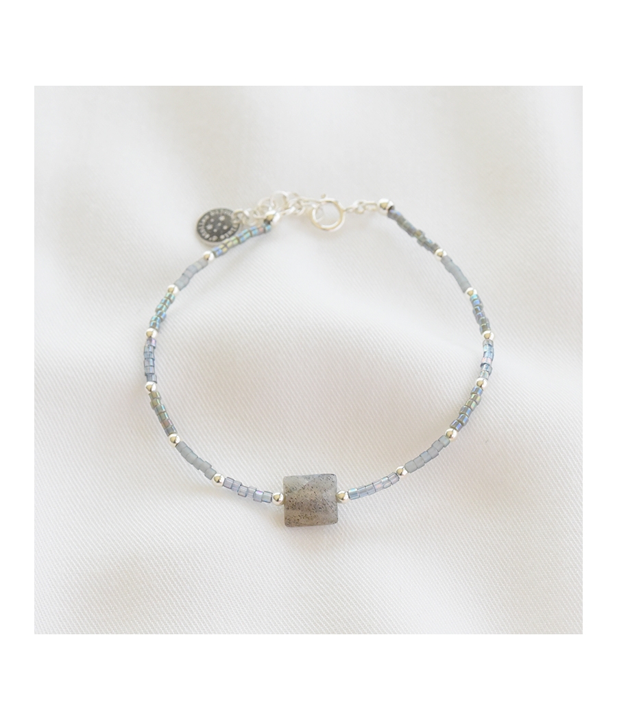 Bracelets perles grises et argent AMELIA