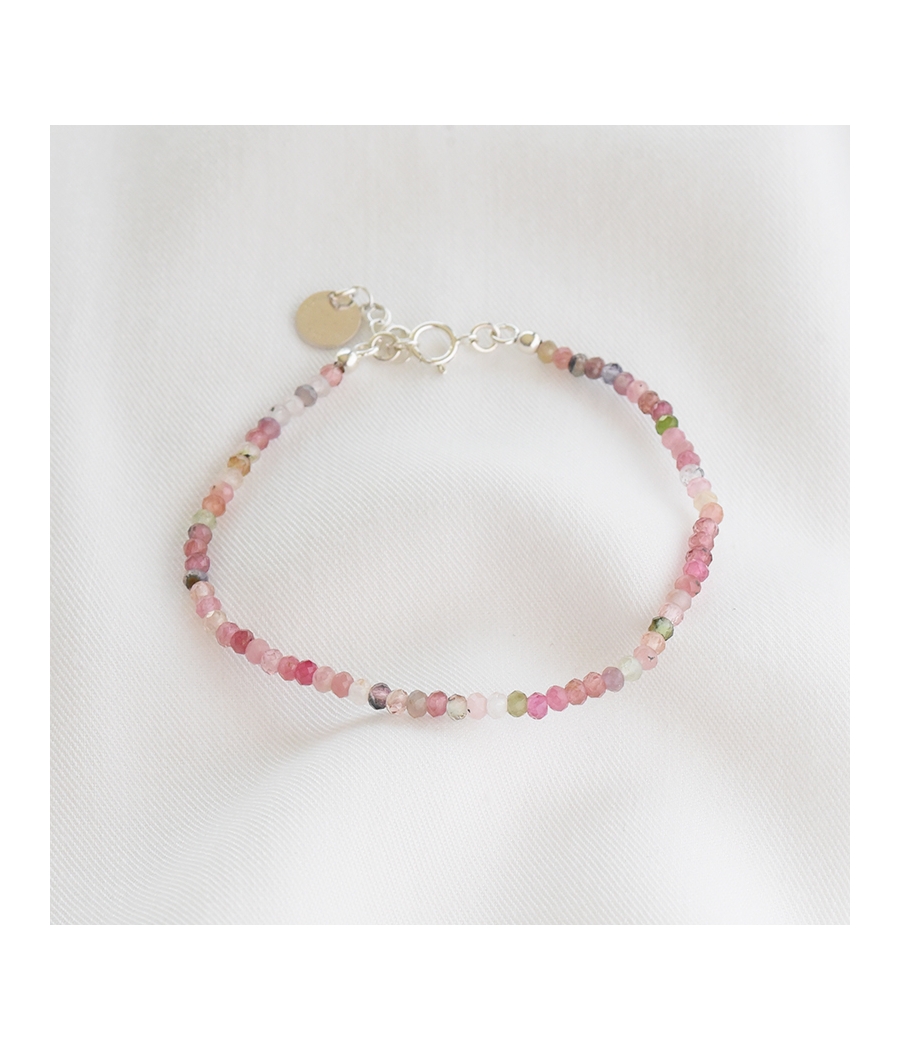 Bracelet en argent et pierres fines roses MINA