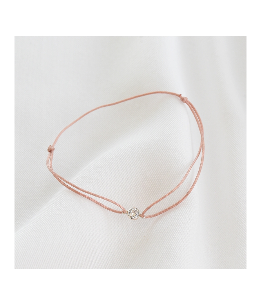 Bracelet lien cordon strass ROSE