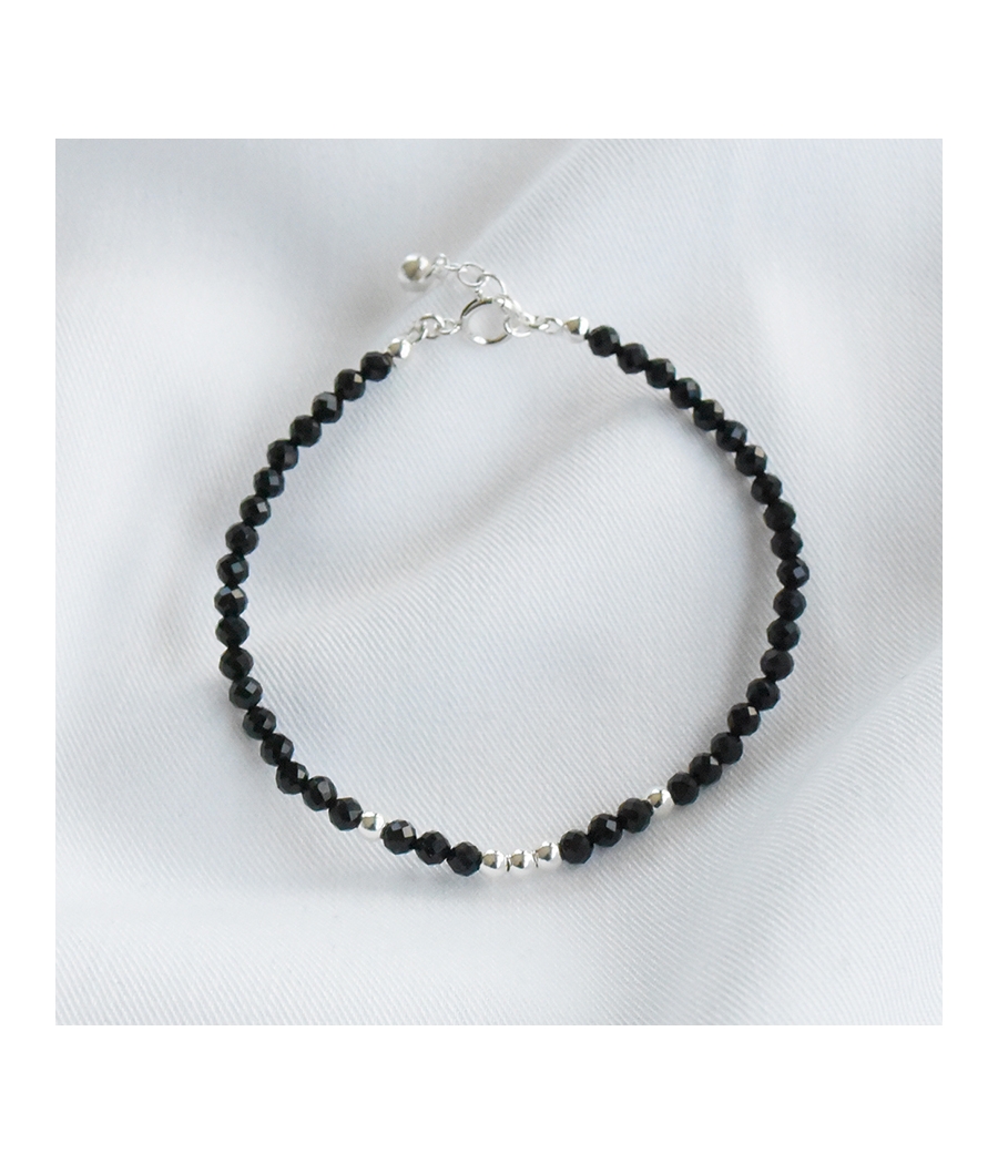 Bracelet perles onyx et argent ISAE