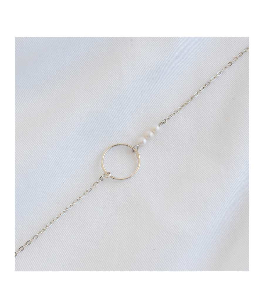 Bracelet cercle et perle d'eau douce argent ANNA