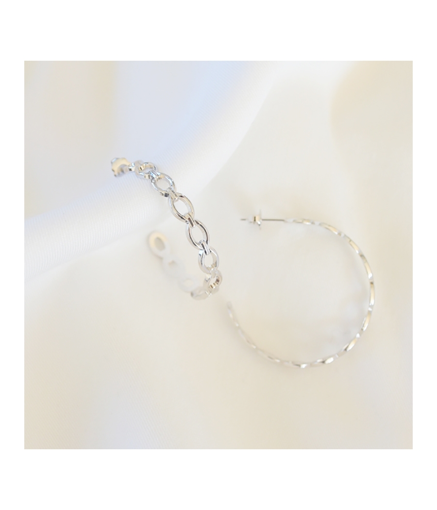 Boucles d'oreilles Créoles maille argent LÉA