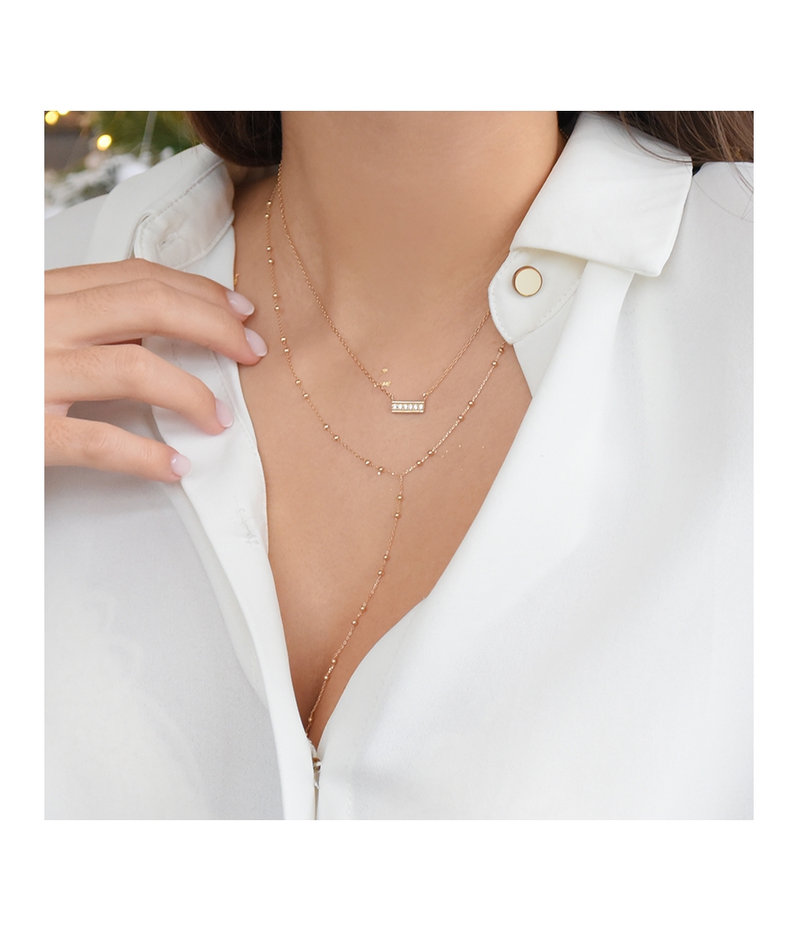 Collier cravate chaine billes LOU