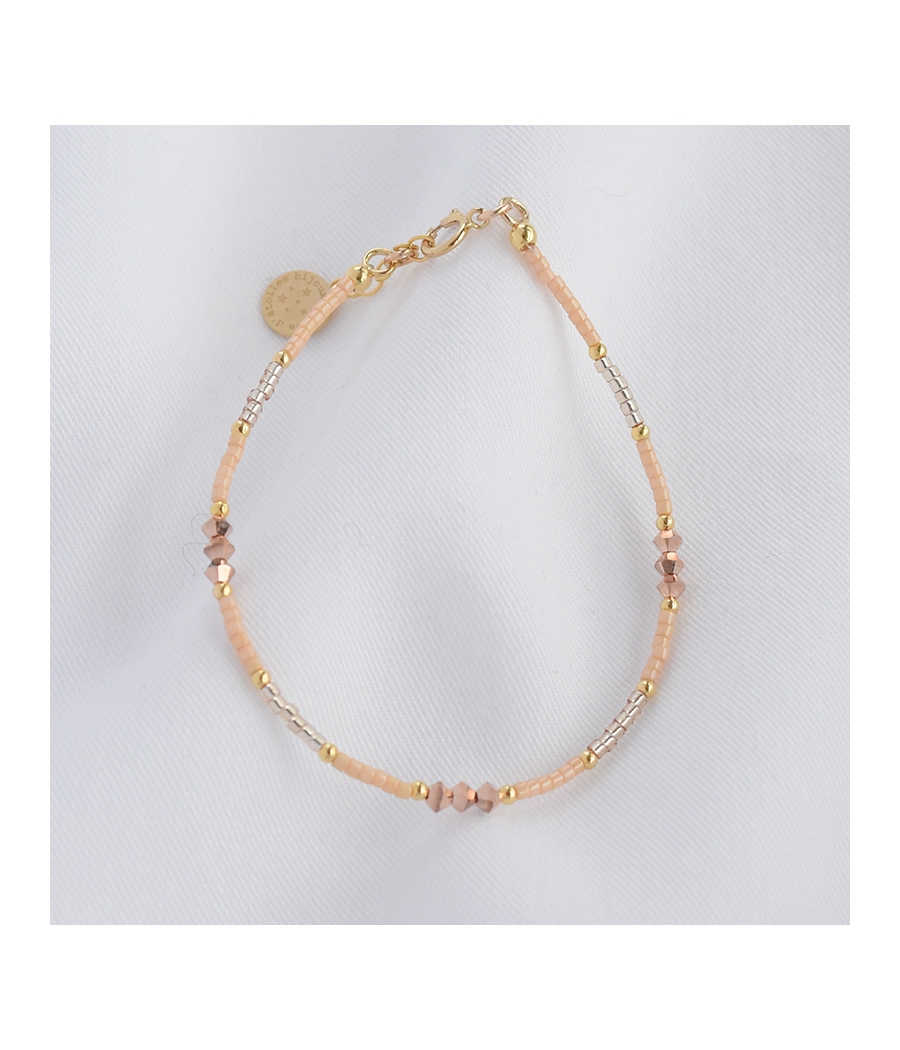 Bracelet fin plaqué or rose, perles Miyuki et Swarovski TAMARA