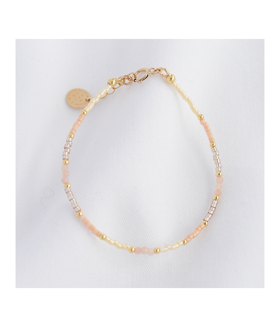 Bracelet fin plaqué or rose, perles Miyuki et pierres fines TAMARA