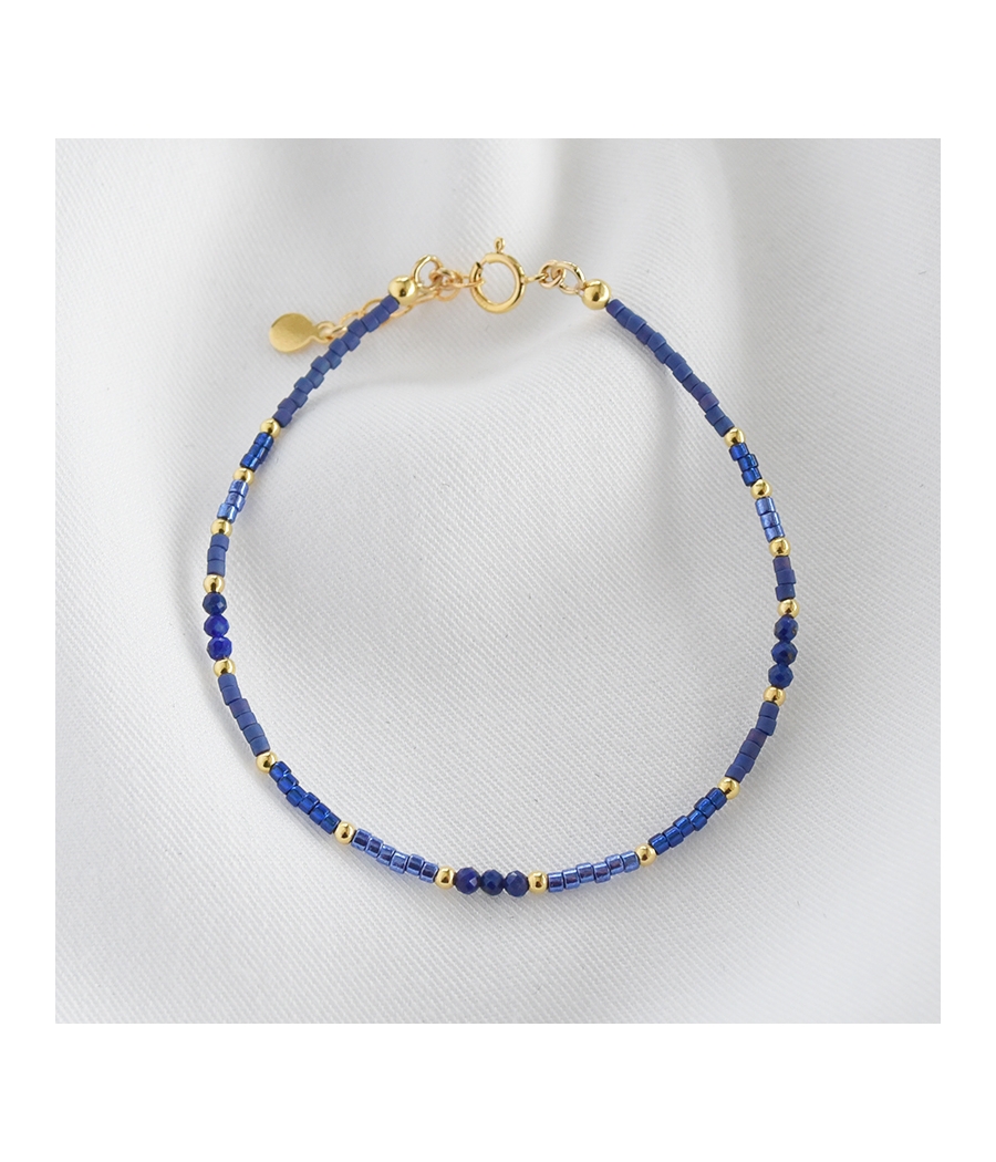 Bracelet fin perles Miyuki et pierres fines TAMARA bleu