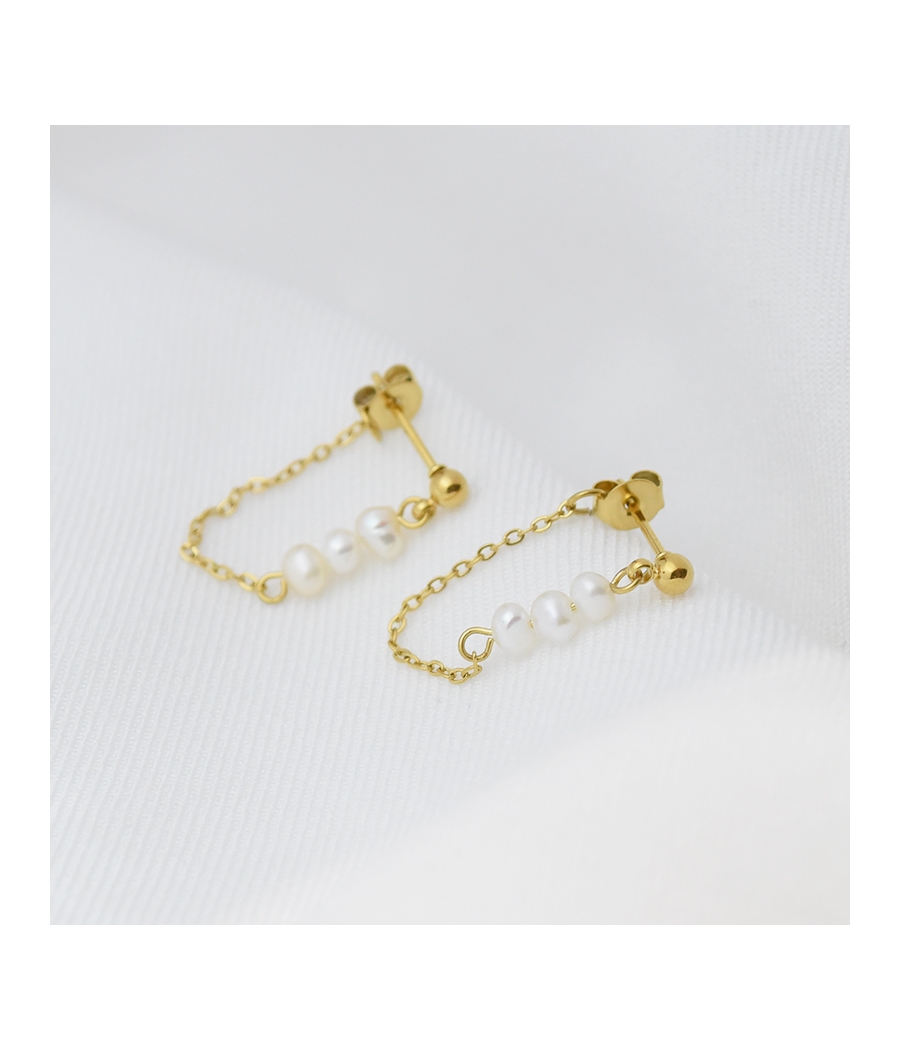 Boucles d'oreilles chainette et perles d'eau douce TAHIA
