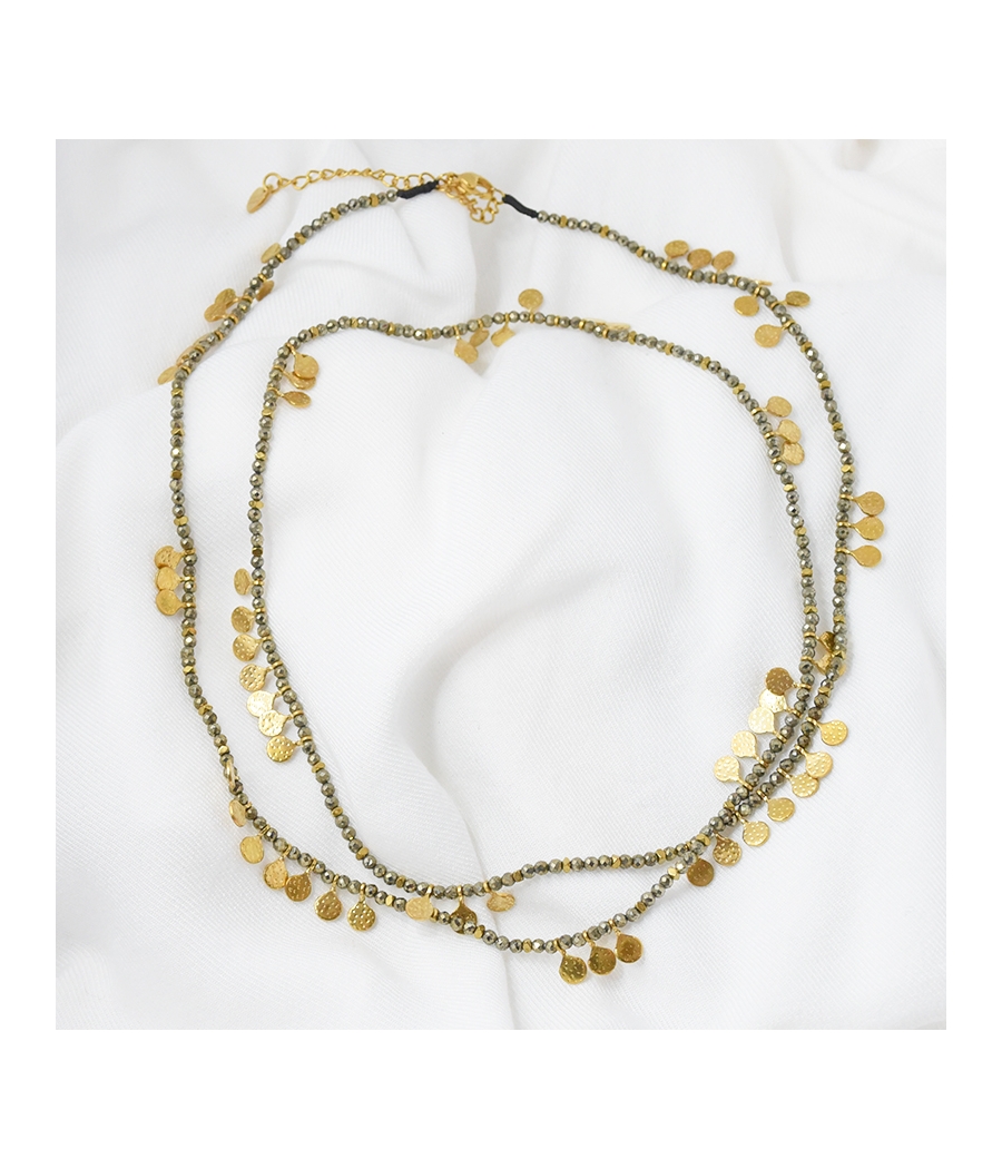 Sautoir perles GARANCE kaki