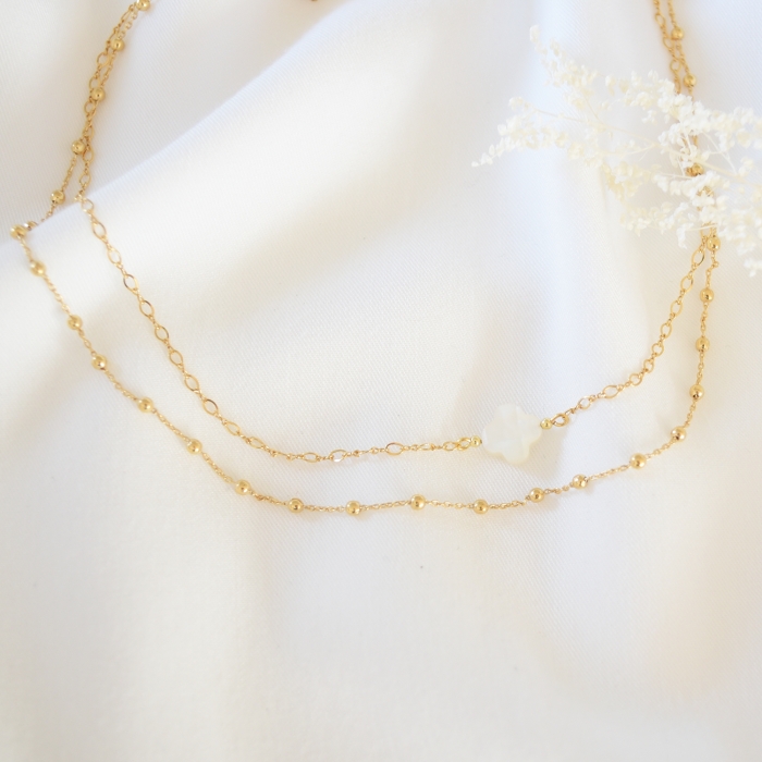 AURE Collier double nacre et or AURE Collier double nacre et or
