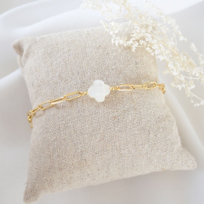 AURE Bracelet trèfle nacre