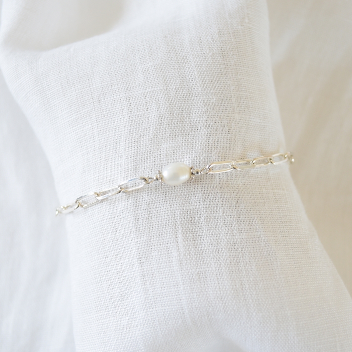 GINETTE Bracelet maille et perle argent