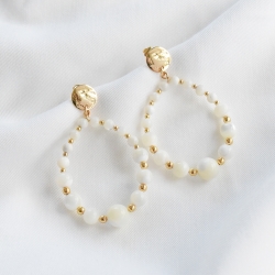 ANGELA Boucles d'oreilles blanc et or