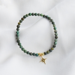FAUSTINE Bracelet perles vert et or