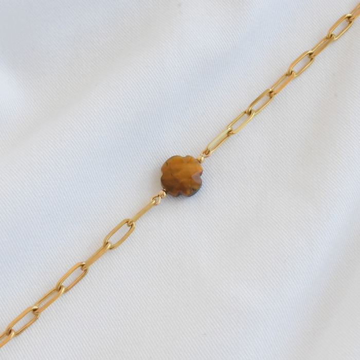 AURE Bracelet chaine maille oeil de tigre AURE Bracelet chaine maille oeil de tigre