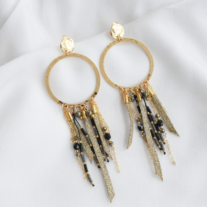 FIDJI Boucles d'oreilles noir et or FIDJI Boucles d'oreilles noir et or