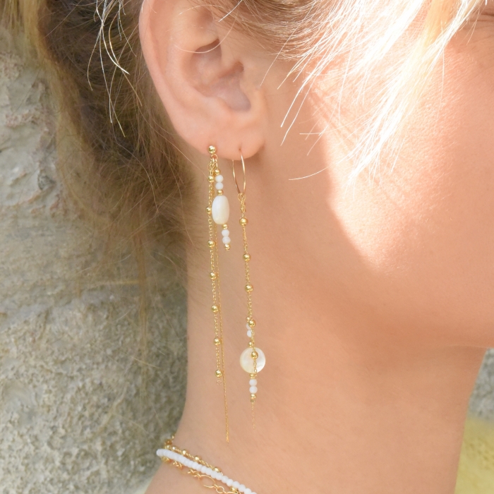 LENA Boucles d'oreilles asymétriques nacre