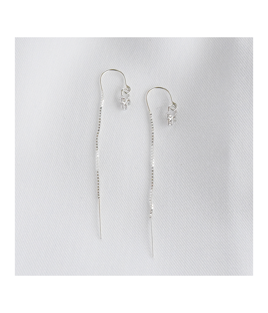 Boucles d'oreilles fil argent et strass ALIX