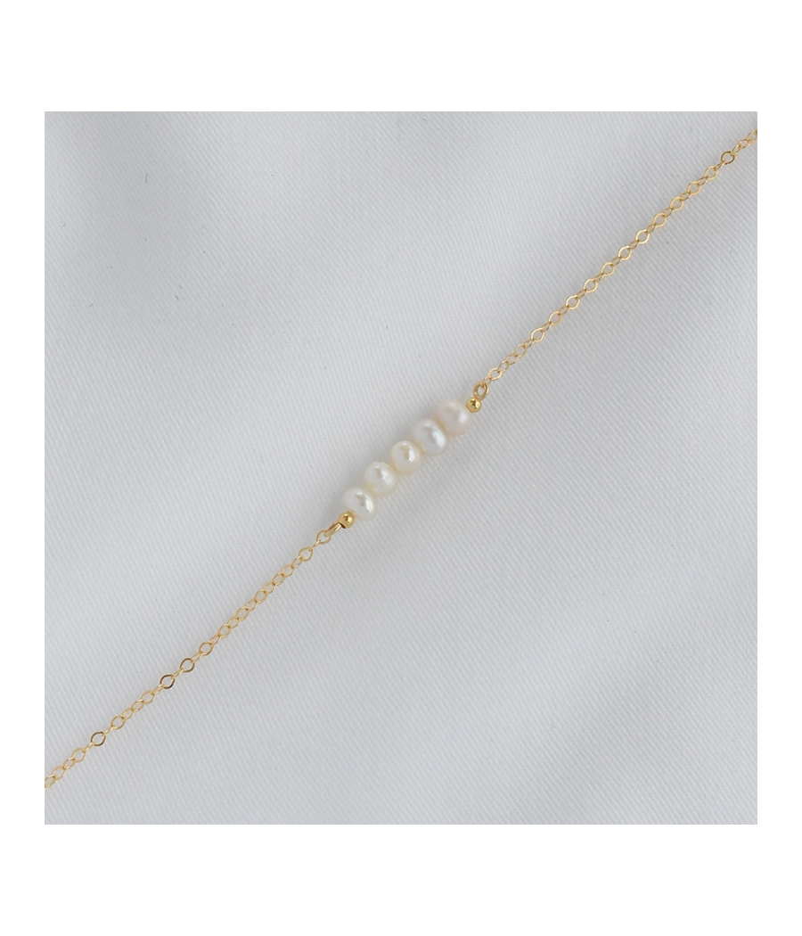 Bracelet chaine or et barrette de perles MARINE
