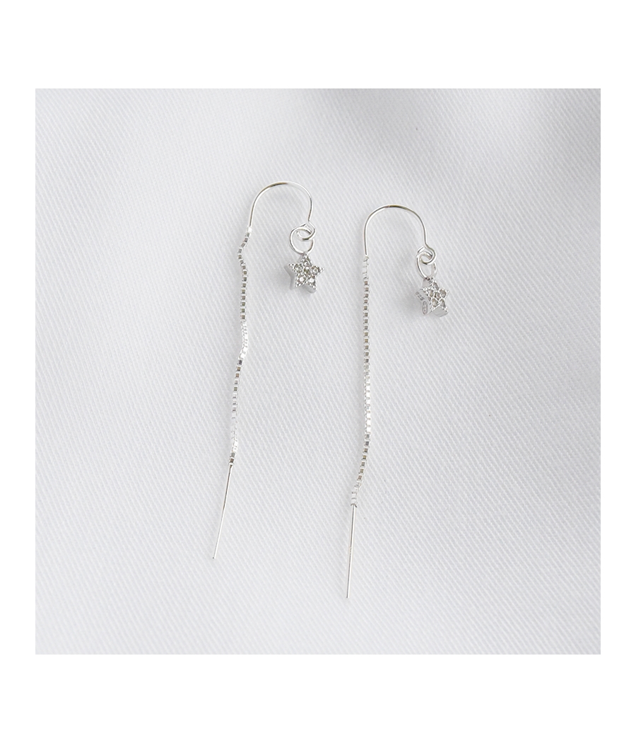 Boucles d'oreilles étoiles fil argent et strass DYANA