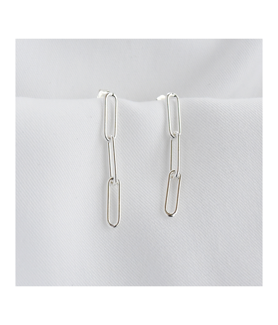 Boucles d'oreilles chaine maille argent ADELE