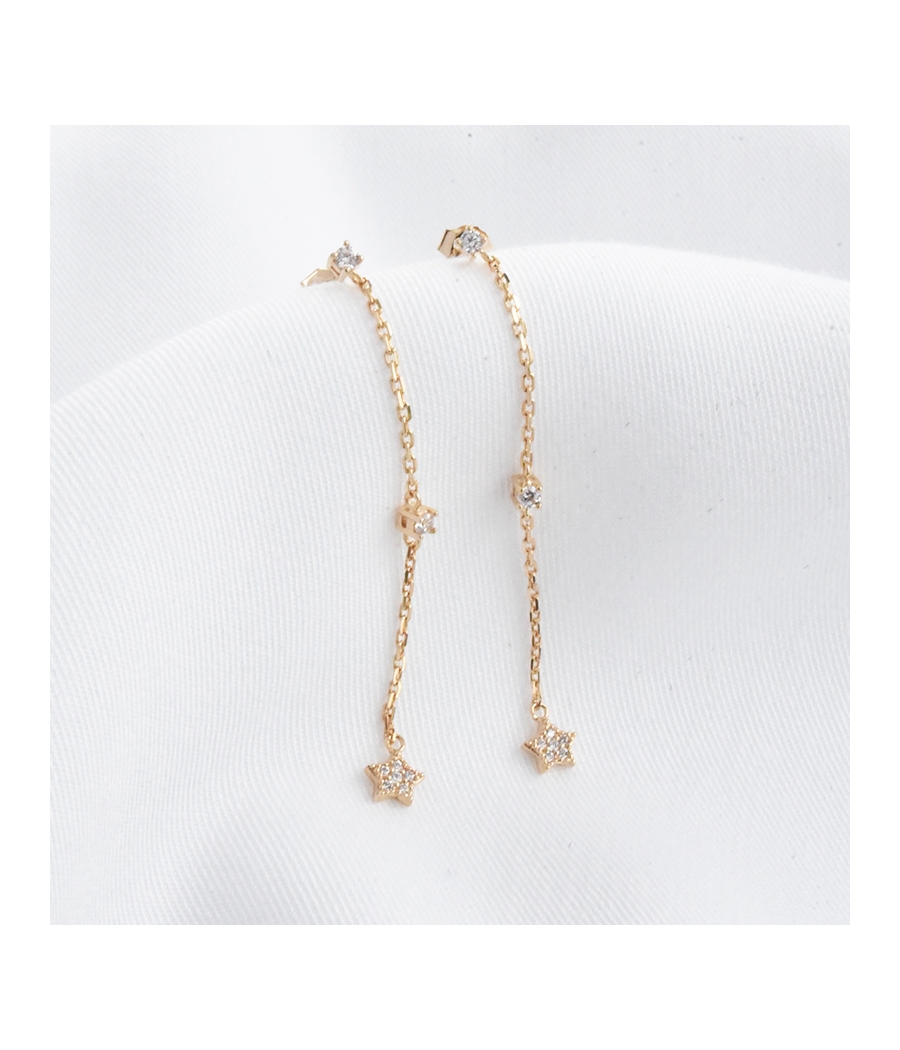 Boucles d'oreilles chaine étoile or et strass DYANA