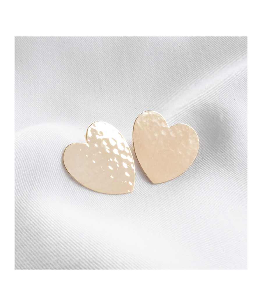Boucles d'oreilles coeur martelé or ALBERTINE