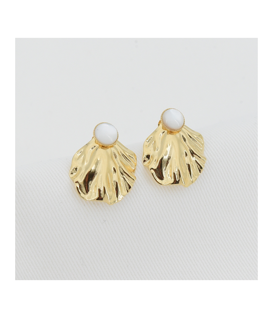 Boucles d'oreilles nacre blanche et or BONNIE