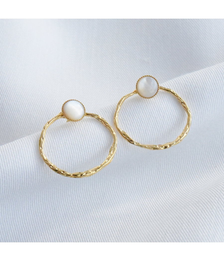 Boucles d'oreilles cercle martelé or ALICE