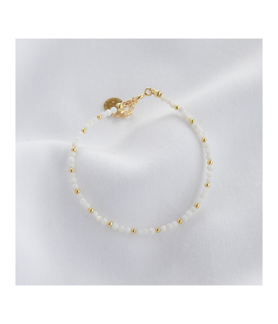 Bracelet perles blanc et or PM ISAE