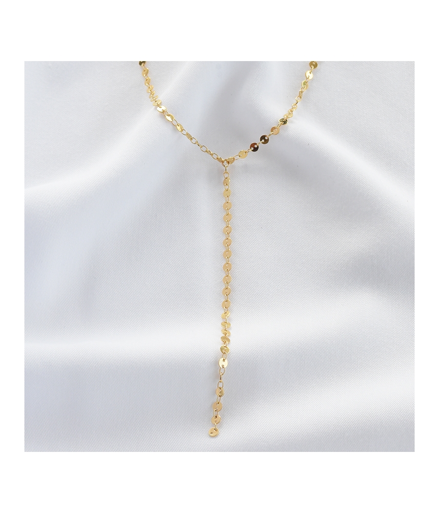 Collier cravate chaine pastilles or LOUISA