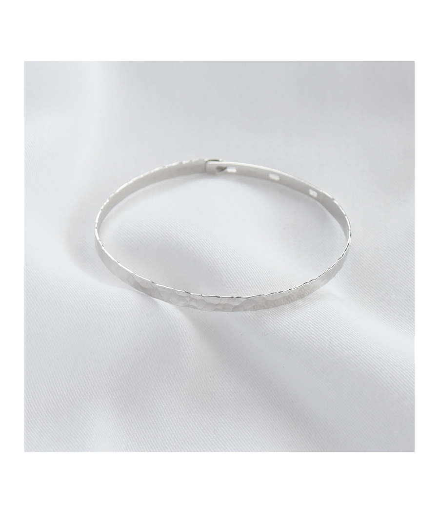 Bracelet jonc ouvert martelé argent 925 NORA
