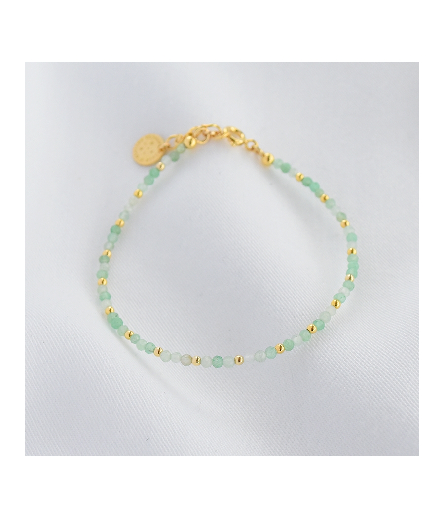 Bracelet perles vert d'eau et or ISAÉ PM