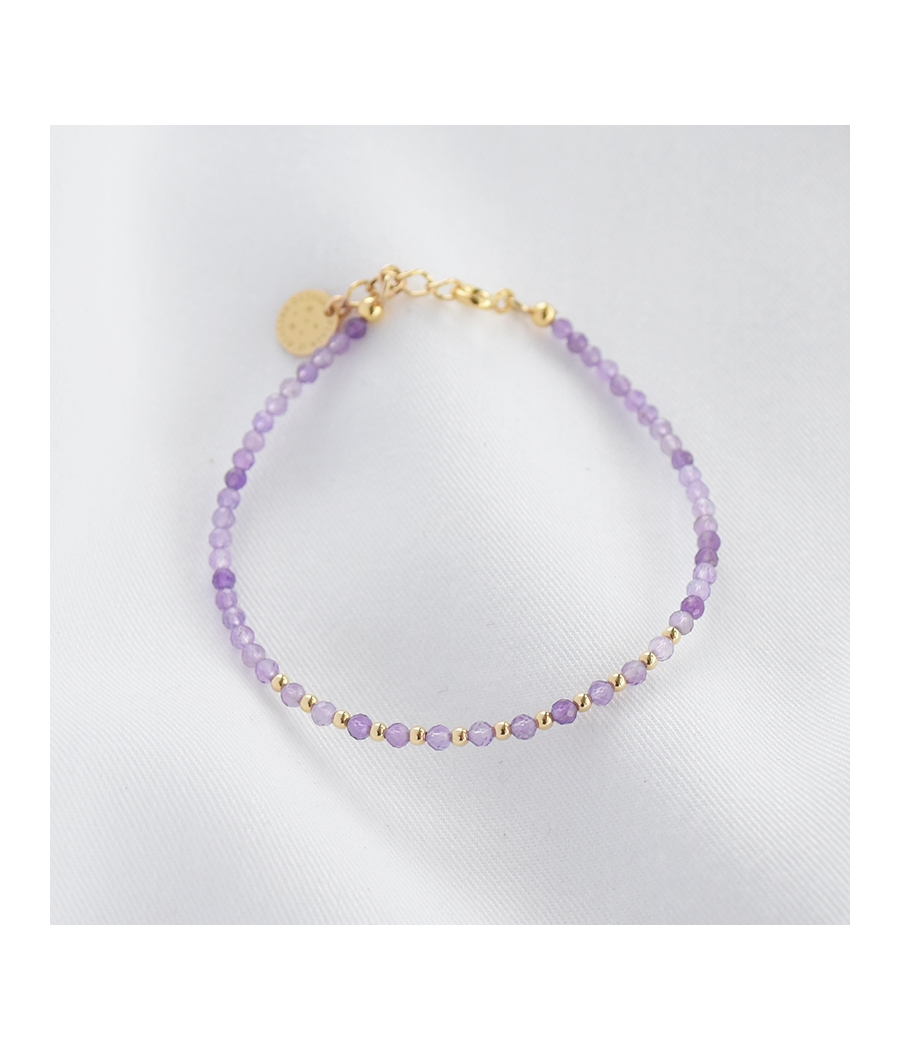 Bracelet perles violet et or ALIZÉE