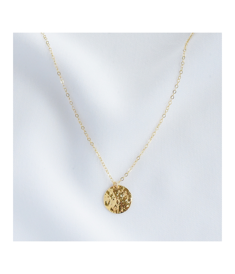 Collier chaine fine et médaille martelée or PM ROMY