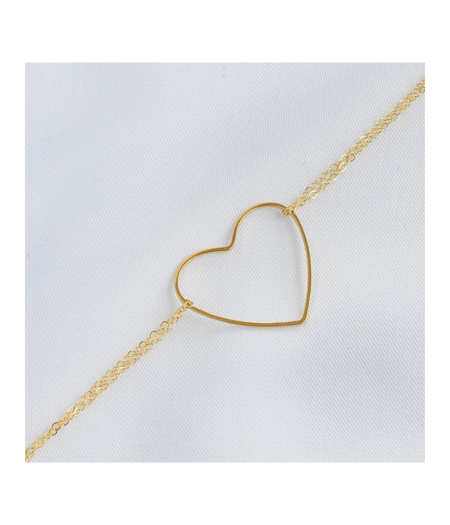 Bracelet chaine fine et coeur ajouré or JULIETTE