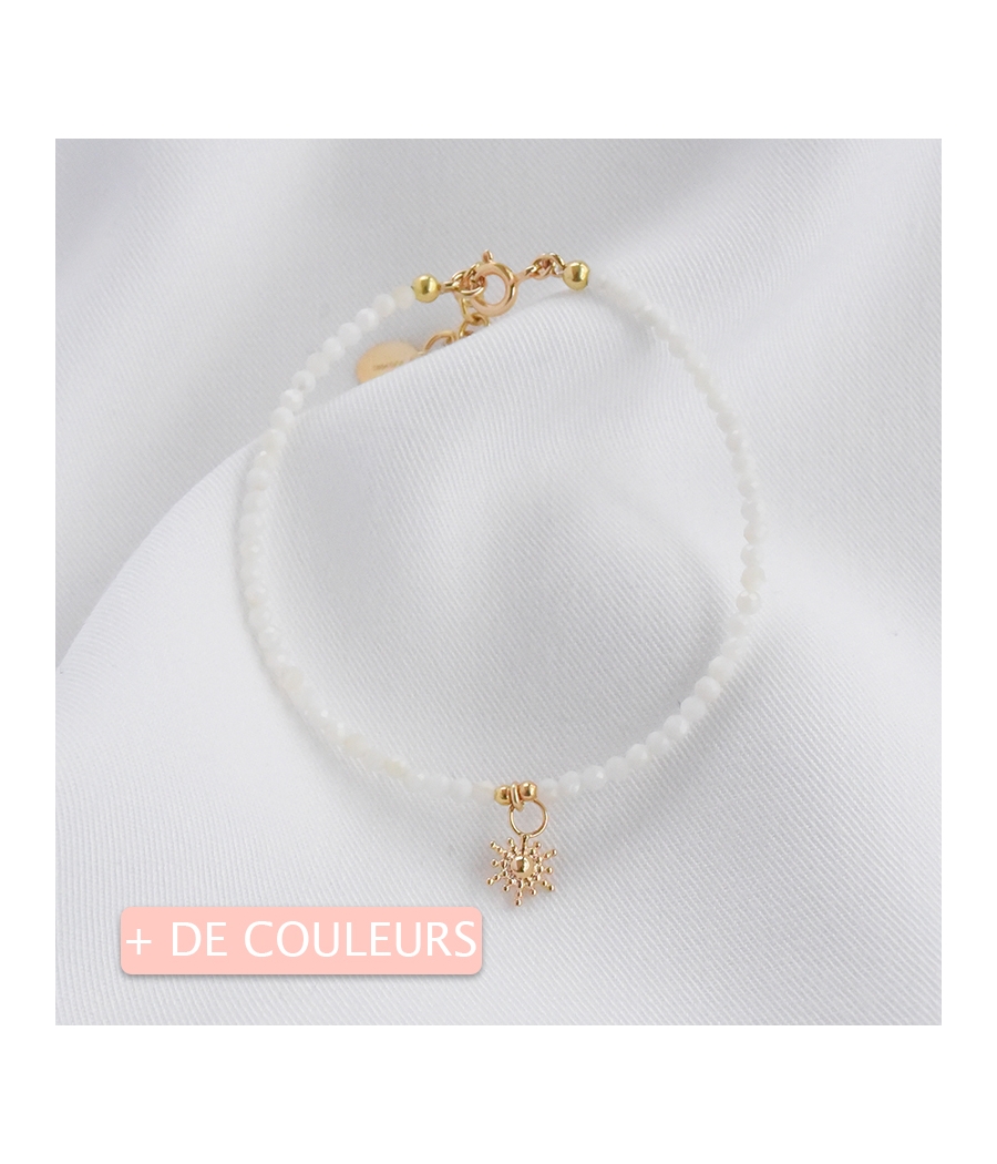 Bracelet perles et petit soleil or PERNILLE