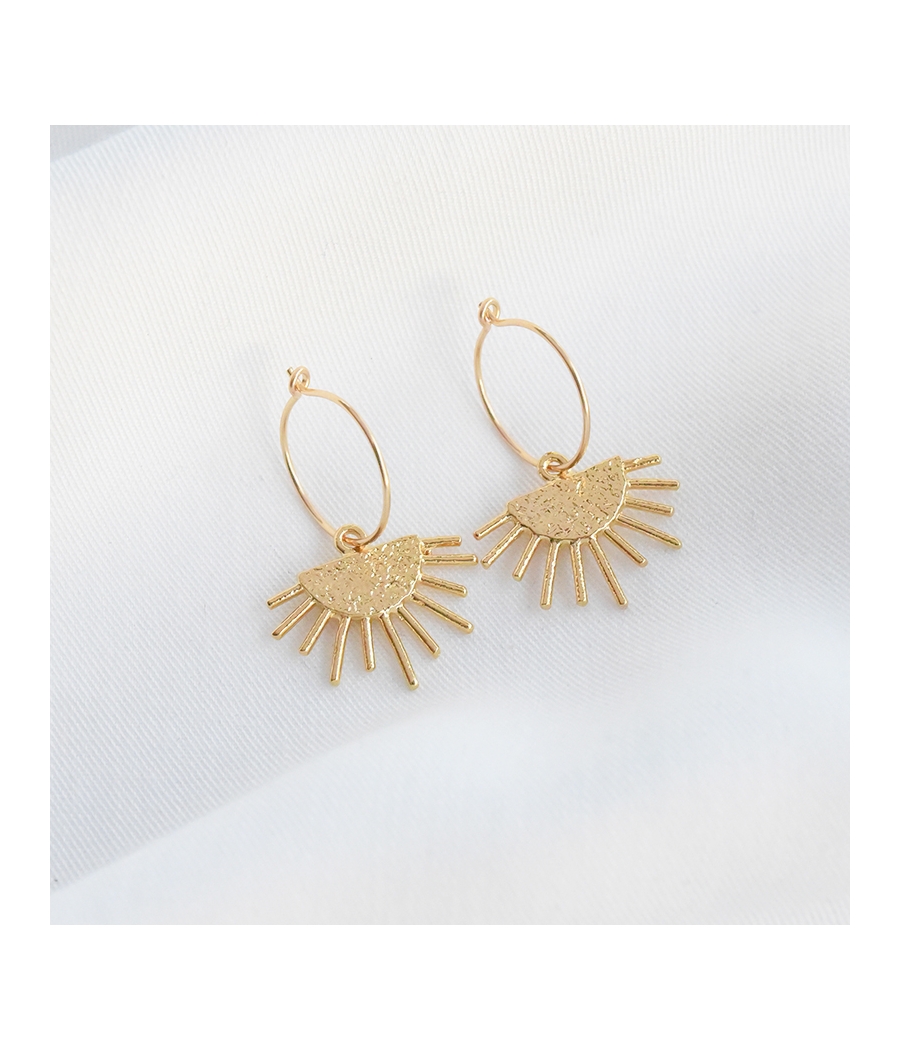 Boucles d'oreilles créoles soleil or LOUISE